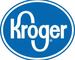 The classic blue and white oval Kroger supermarket chain logo.